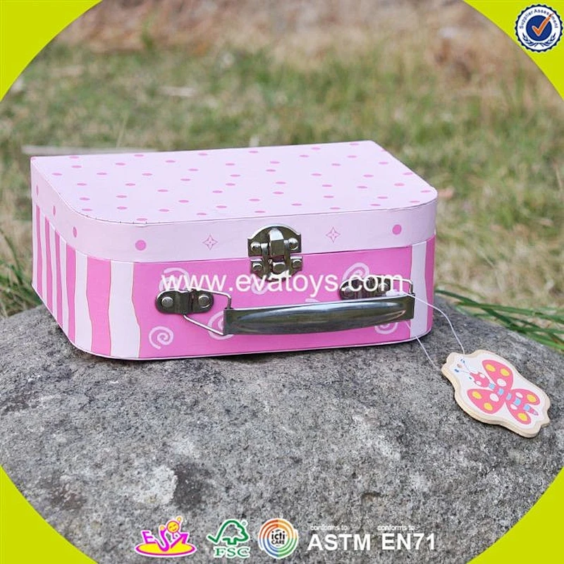 2018 new design lovely pink kids wooden toy box W08C171