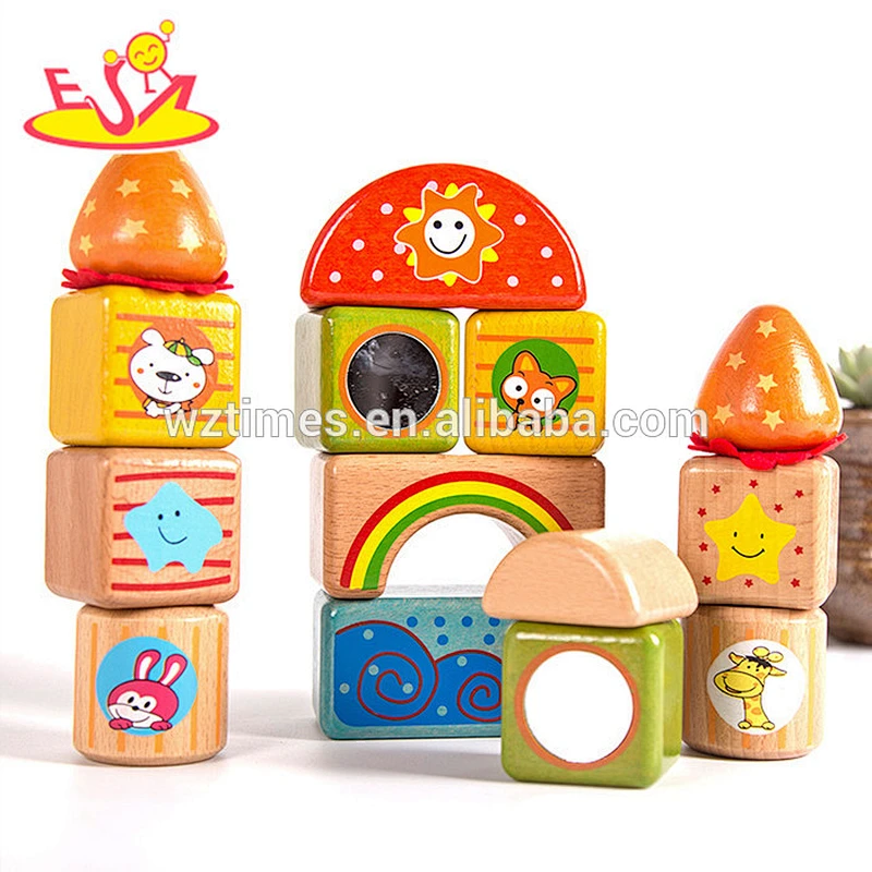 2018 Wholesale best children's building blocks wooden brick toys W13A136