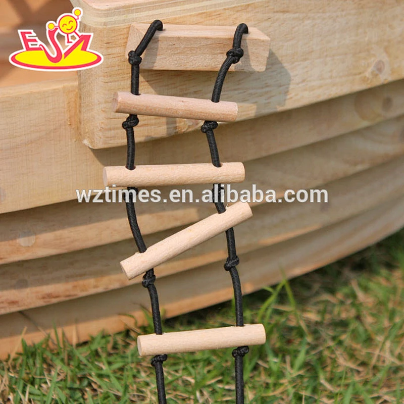 Wholesale DIY 3D baby wooden pirate ship toy handmade kid wooden pirate ship toy W03B001