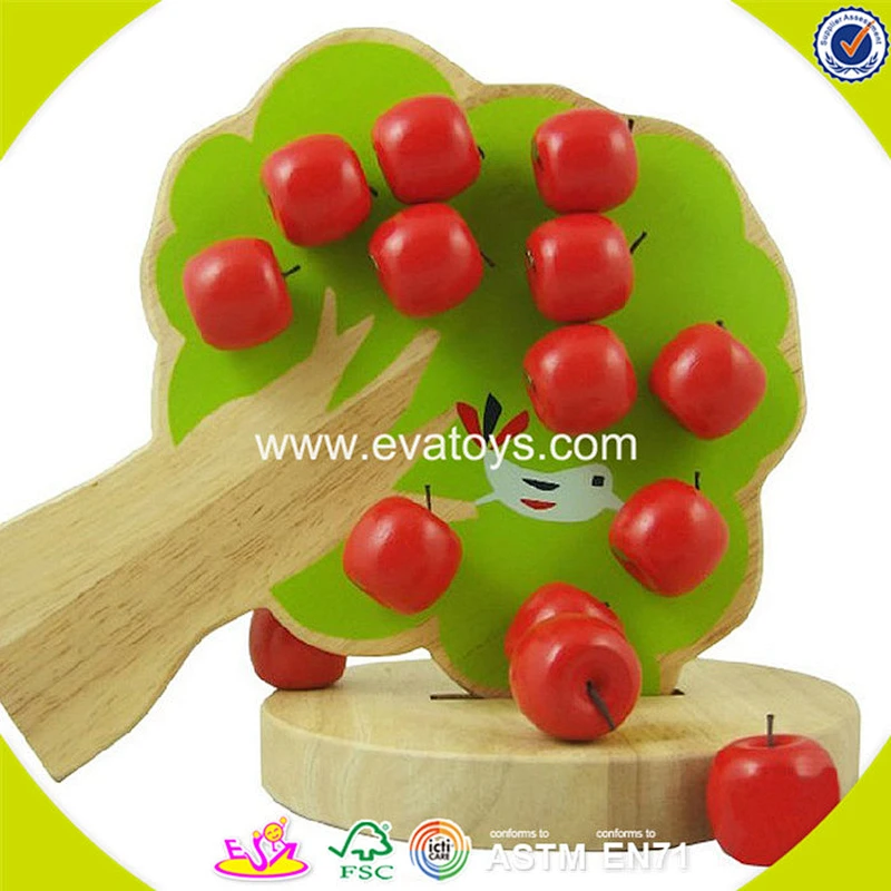 2018 wholesale apple tree wooden magnetic toy for kids W01A091