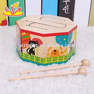 Wholesale unique creative music learning wooden children drum toy W07J041