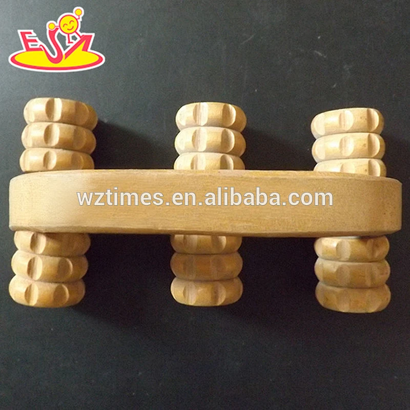 Wholesale best selling wooden hand held multi-wheel massager for adult W02A121
