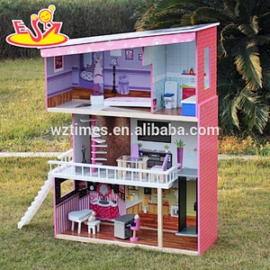 2018 Neues Design Holzpuppenhaus für Mädchen Top-Modell Holzpuppenhaus für Mädchen Bestes Holzpuppenhaus für Mädchen W06A151