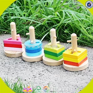 wholesale colorful wooden sort and stack toy intelligence wooden sort and stack toy W11C001
