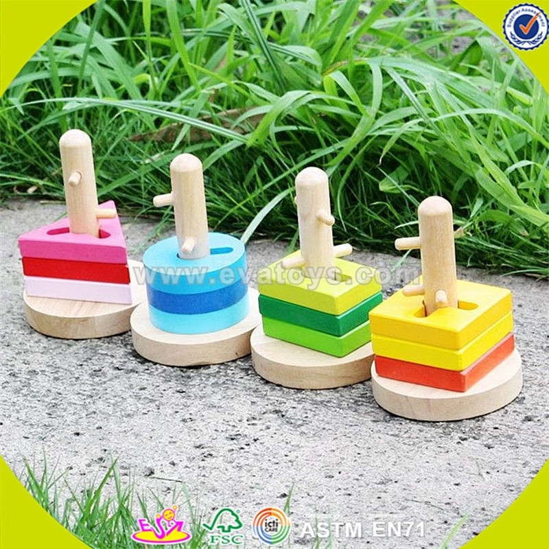wholesale colorful wooden sort and stack toy intelligence wooden sort and stack toy W11C001