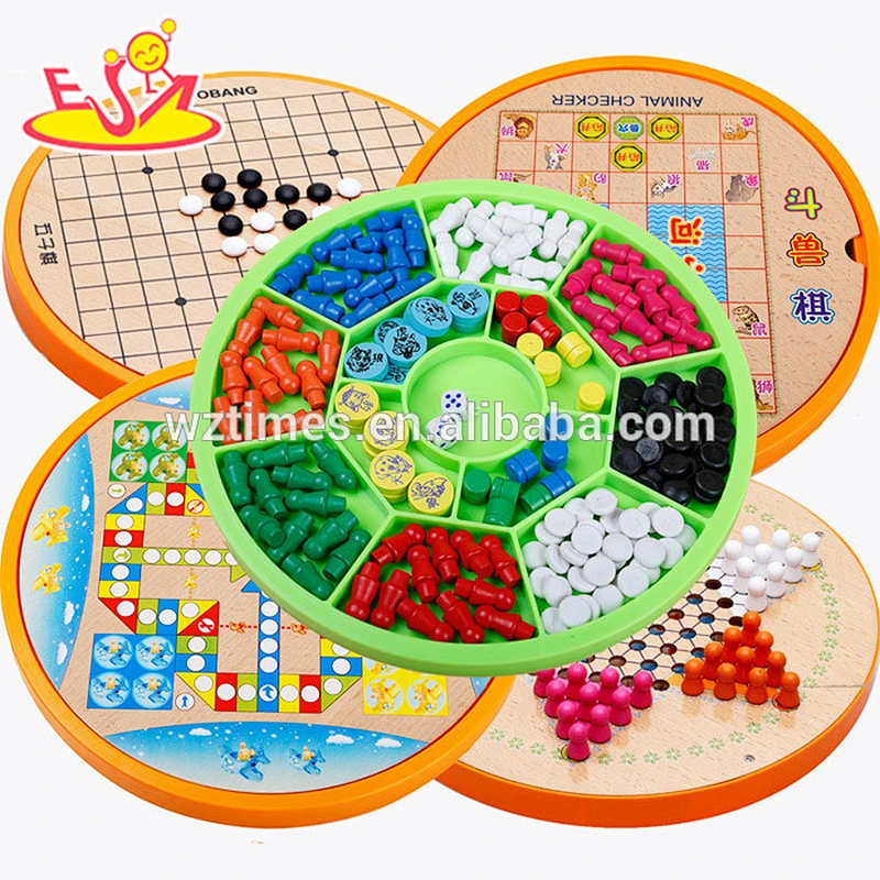 Wholesale interesting full set five types 5 in 1 wooden board chess game toy W11A044