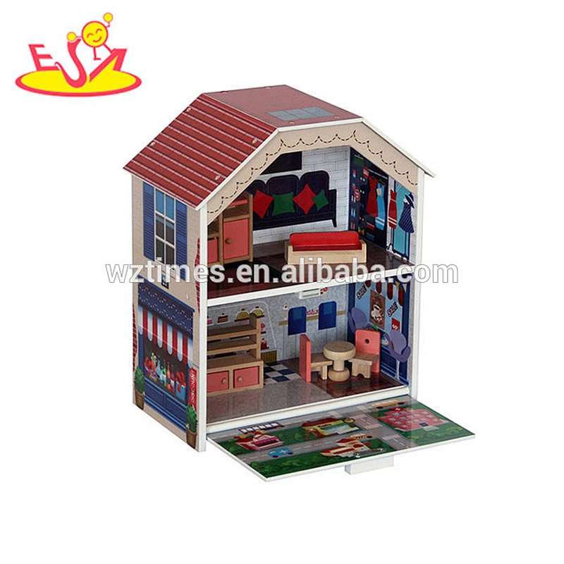 2018 role play baby toy wooden small house popular children toy wooden small house W06A143