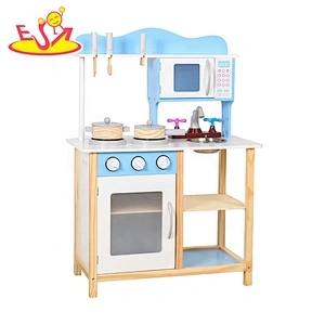 2019 New arrival educational wooden blue kitchen toy for kids W10C404B