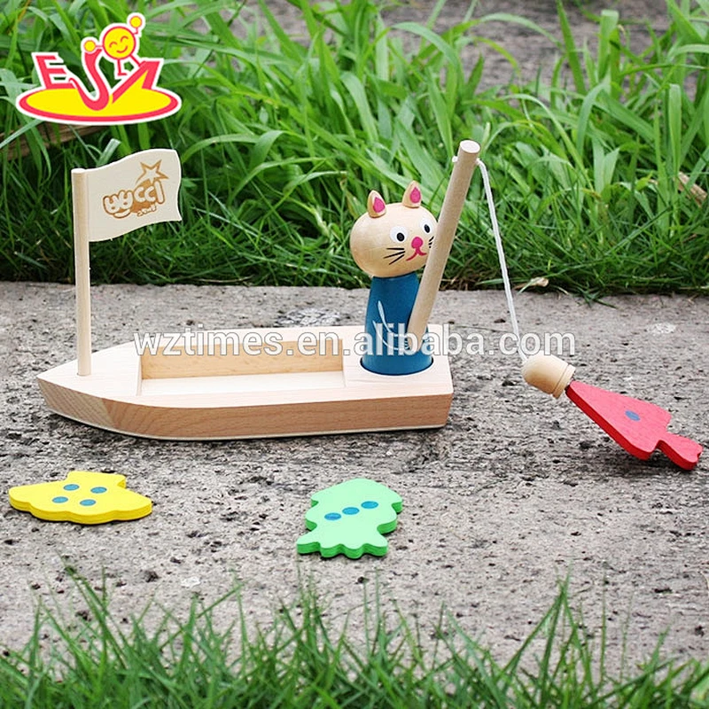 wholesale funny fishing games wooden fish toy for kids W01B029