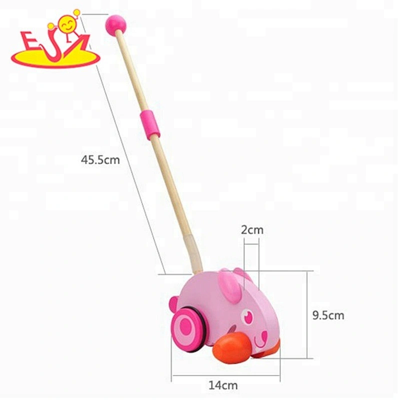Wholesale animals style wooden push toy walker for kids W05A006