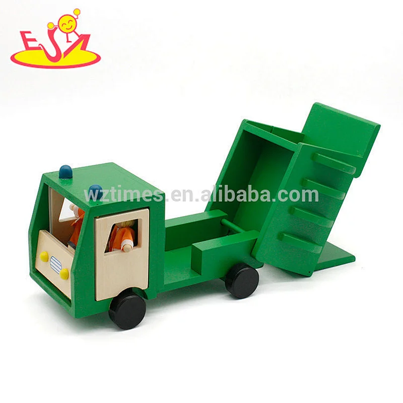 Neue Ankunftskarikatur mini hölzerne Abfallwagen spielt für Kinder W04A360