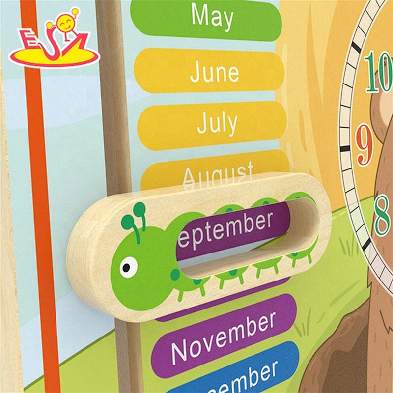 2019 New design baby wooden teaching time clock for education W09F017