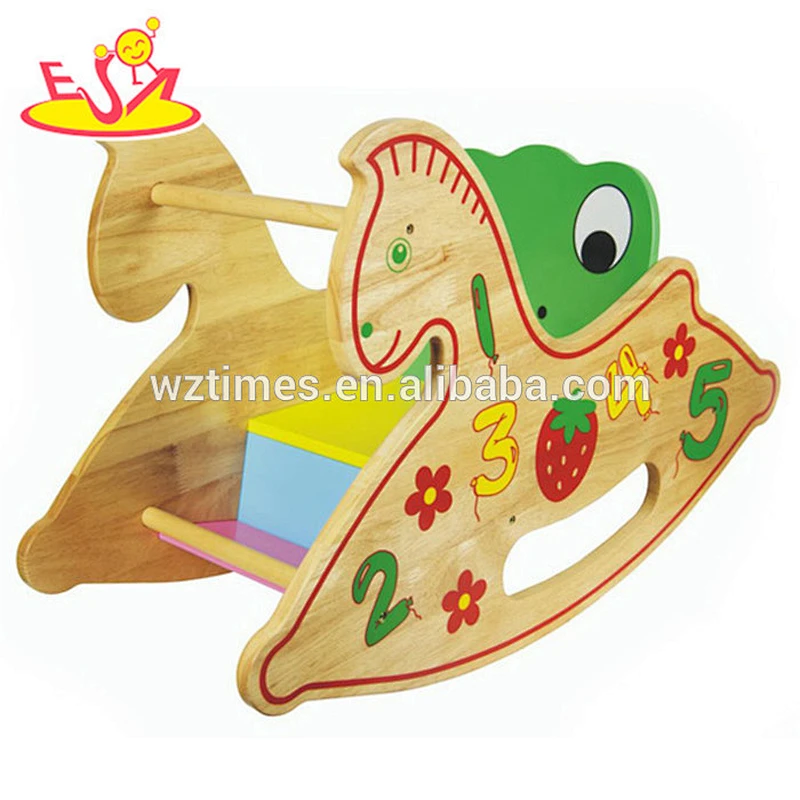 Wholesale cartoon style wooden kids rocking horse toy for children W16D030