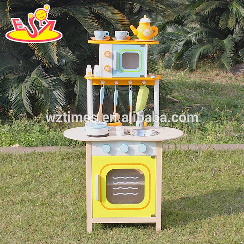 Nuevo diseño fingir juguetes niñas de madera juegan cocina para mayor W10C246