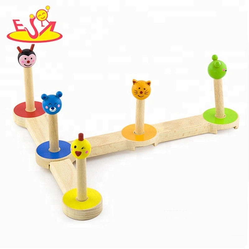 Wholesale outdoor garden game baby wooden ring toss toy funny kids wooden ring toss game W01A007