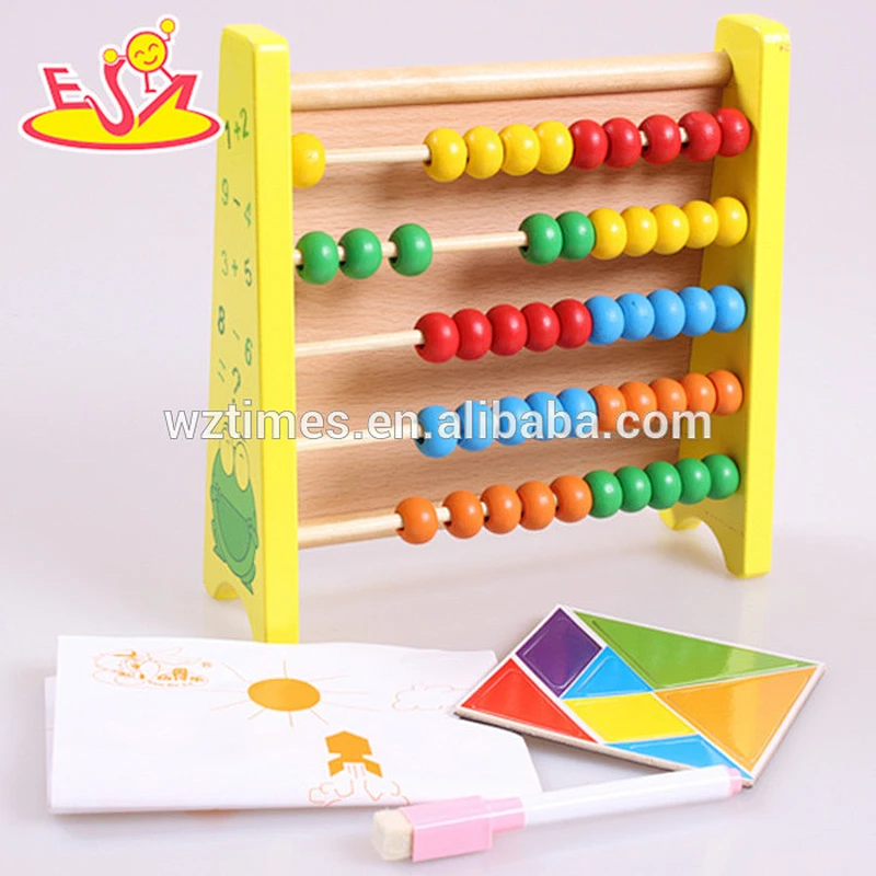 Wholesale teaching aid wooden baby abacus rack with drawing magnetic whiteboard W12A020