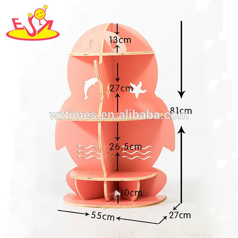 Wholesale lovely style wooden children bookshelf for sale used in kindergarten W08D076