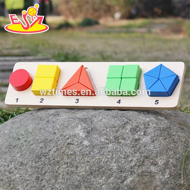 New design mini wooden geometry shape block toy for kids W14A160