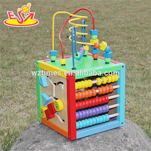 2018 wholesale multi-function toddlers wooden bead activity table new design funny kids wooden bead activity table W11B137