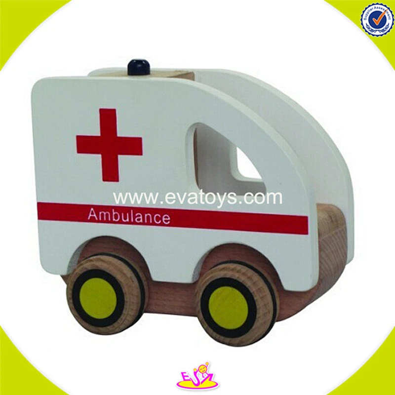 wholesale Cute mini wooden police toy car for kids good quality baby wooden police toy car W04A099