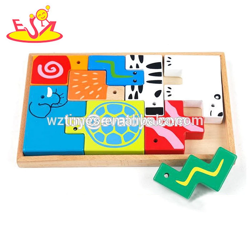 2018 Amazon top seller interesting puzzle toys wooden small jigsaw puzzles for child W14A190