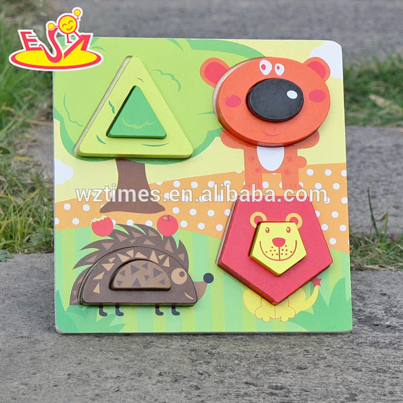 2018 New design educational wooden kids shape puzzle identify animals wooden kids shape puzzle best 3d kids shape puzzle W14D024