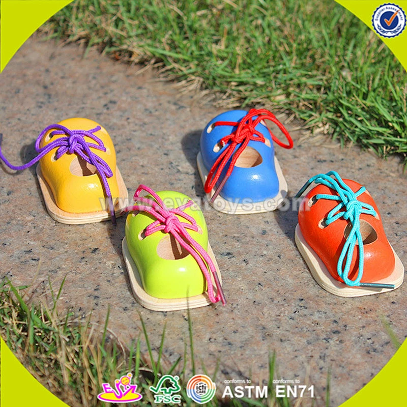 wholesale baby wooden toy shoes fashion kids wooden toy shoes popular children's wooden toy shoes W02A089