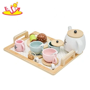 2019 New arrival pretend play toys wooden kids tea party set for sale W10B318