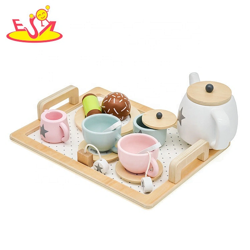 2019 New arrival pretend play toys wooden kids tea party set for sale W10B318
