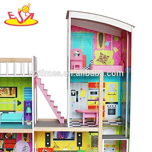 2018 Wholesale best sale wooden kids dollhouse lovely wooden kids dollhouse W06A246