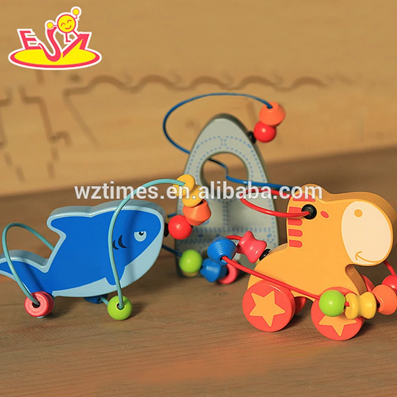 Wholesale cartoon style zebra shape wooden beads maze toy wire labyrinth toy for baby W11B078