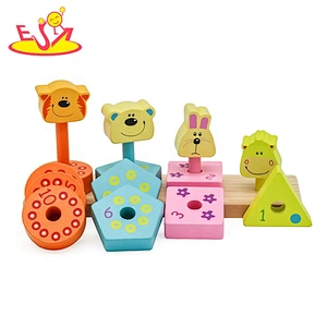 2019 New fashion geometric wooden shape sorter for baby stacking W13D226