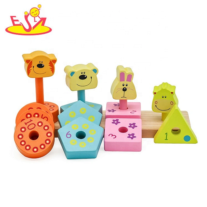 2019 New fashion geometric wooden shape sorter for baby stacking W13D226