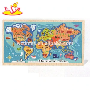 wholesale baby wooden puzzle map, educational kids wooden puzzle map cheap children wooden puzzle map W14C142