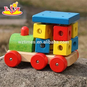 Großhandel kleinkinder bausteine ​​aus holz zug zug spielzeug neues design kinder aus holz zug zug spielzeug W05C072