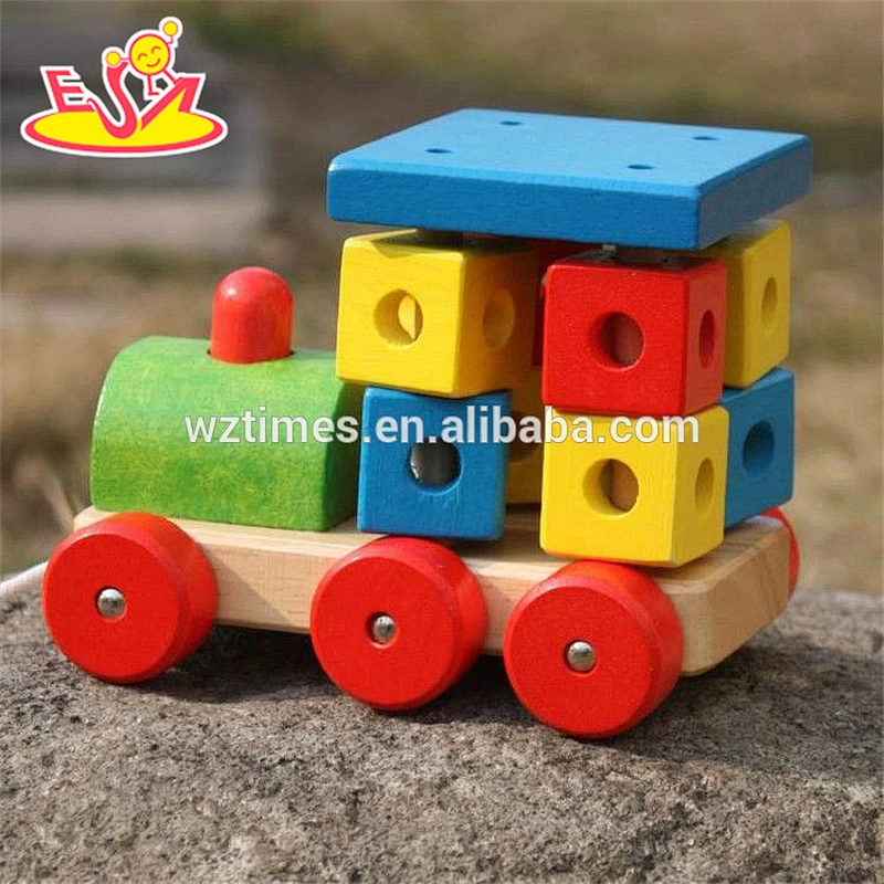 Großhandel kleinkinder bausteine ​​aus holz zug zug spielzeug neues design kinder aus holz zug zug spielzeug W05C072