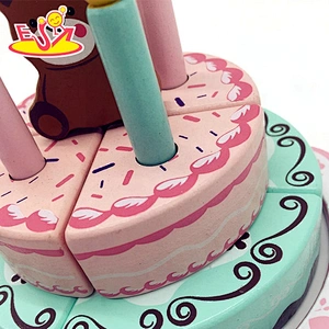 2019 Most popular pretend play wooden birthday cake toy for children W10B310