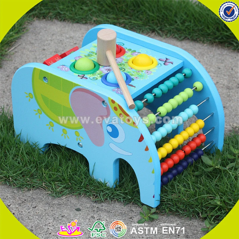 Wholesale educational wooden pounding toy multi function wooden pounding toy with abaucs and blocks W12D029