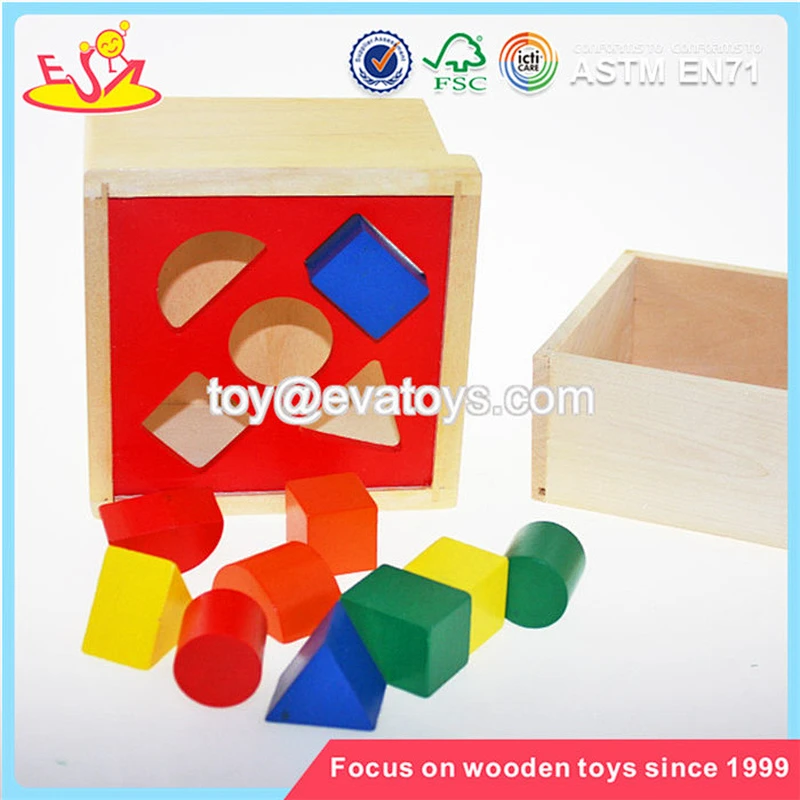 Wholesale educational baby wooden blocks puzzle toy play fun wooden blocks puzzle box W12D021