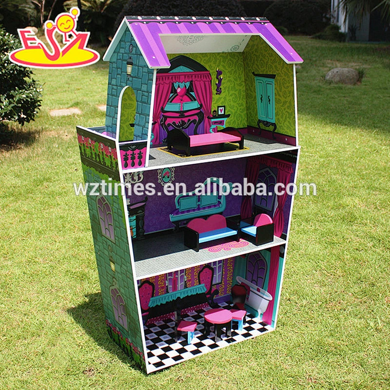 Wholesale beautiful europe style girls wooden crafted dollhouse toy W06A231