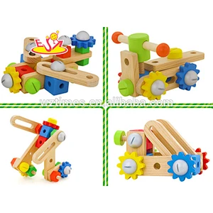 wholesale cartoon baby wooden screw toy for education W03C020