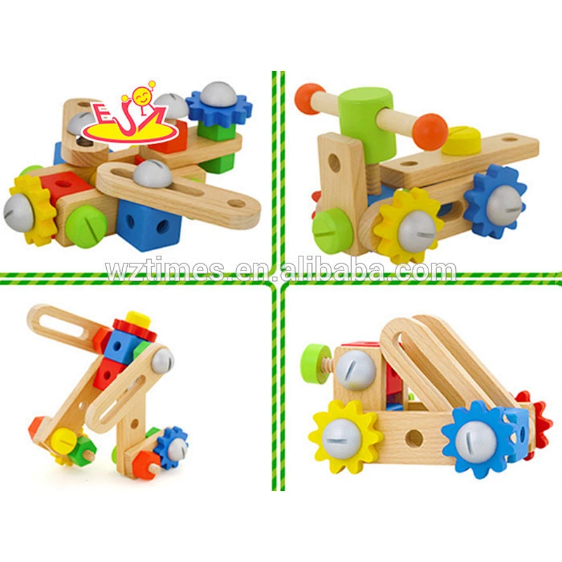 wholesale cartoon baby wooden screw toy for education W03C020