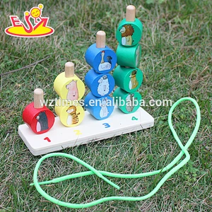 Wholesale funny kids wooden stacking animal blocks toy hot sale interesting baby wooden stacking animal blocks toy W13D095