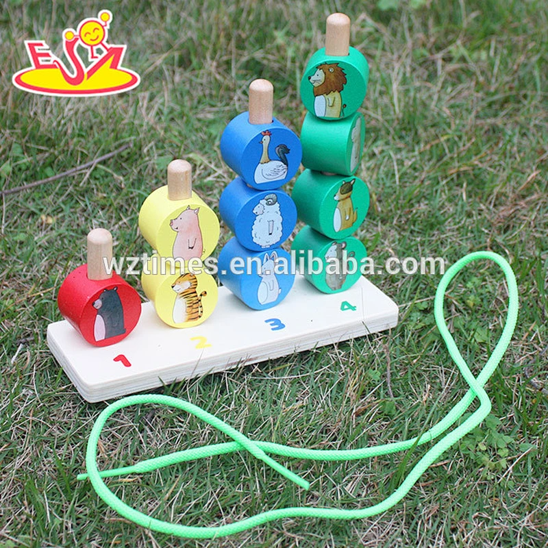 Wholesale funny kids wooden stacking animal blocks toy hot sale interesting baby wooden stacking animal blocks toy W13D095