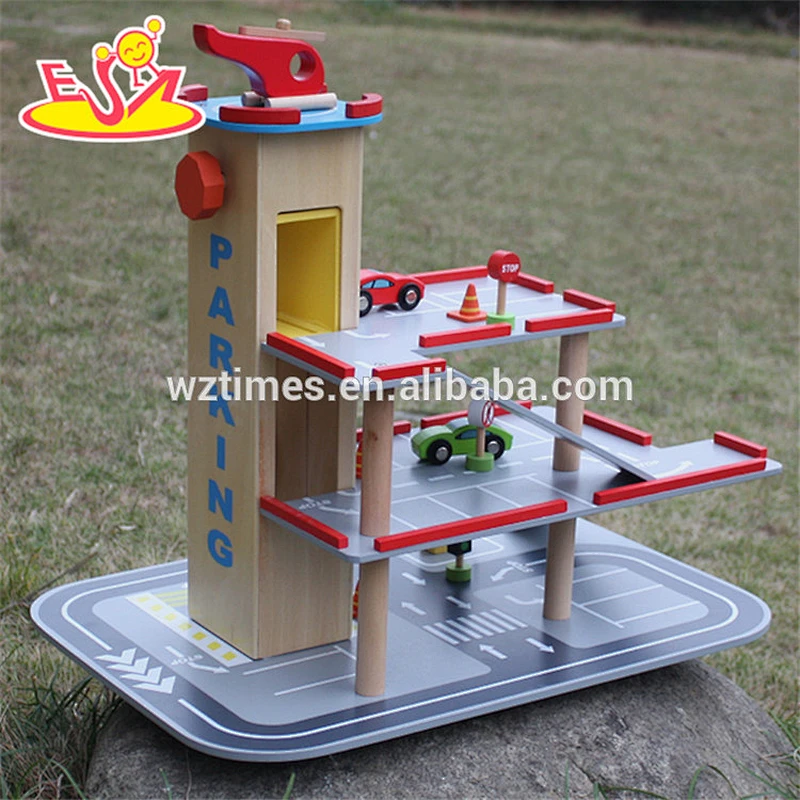 Wholesale cool style customize wooden garage playsets toy bring fun for kids W04B047