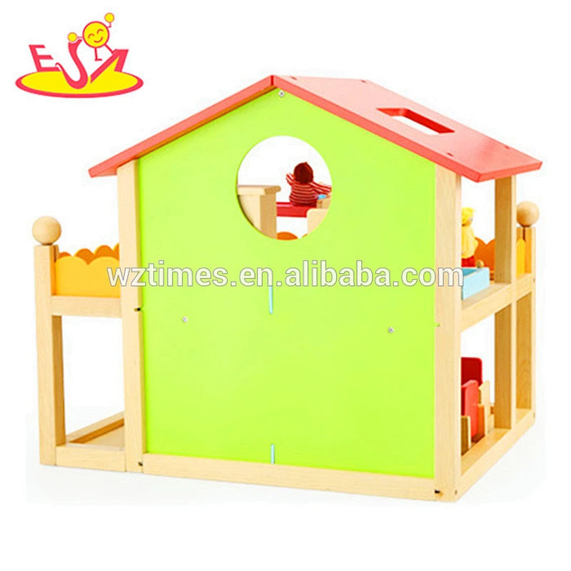 2018 wholesale kids wooden dollhouse toy funny baby wooden dollhouse toy popular children wooden dollhouse toy W06A120