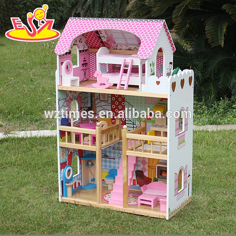 2018 Neues Design Holz Kinder Puppenhaus pädagogisches Holz Kinder Puppenhaus Großes Holz Kinder Puppenhaus