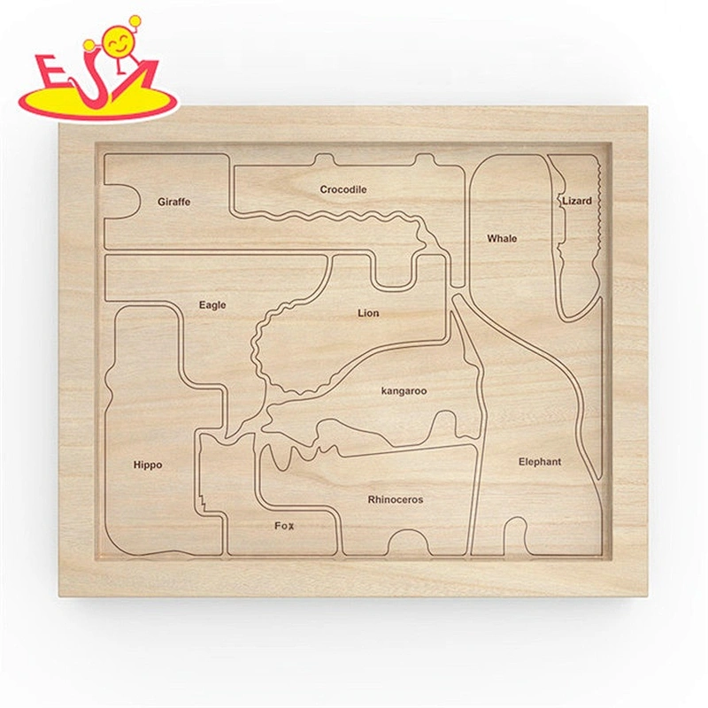 2019 New hottest cartoon animals wooden puzzle zoo for kids W14I038B