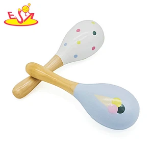 New design educational mini wooden musical toy maracas for baby W07I142