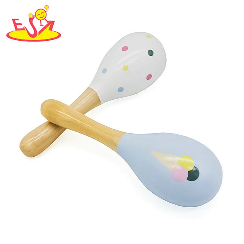 New design educational mini wooden musical toy maracas for baby W07I142